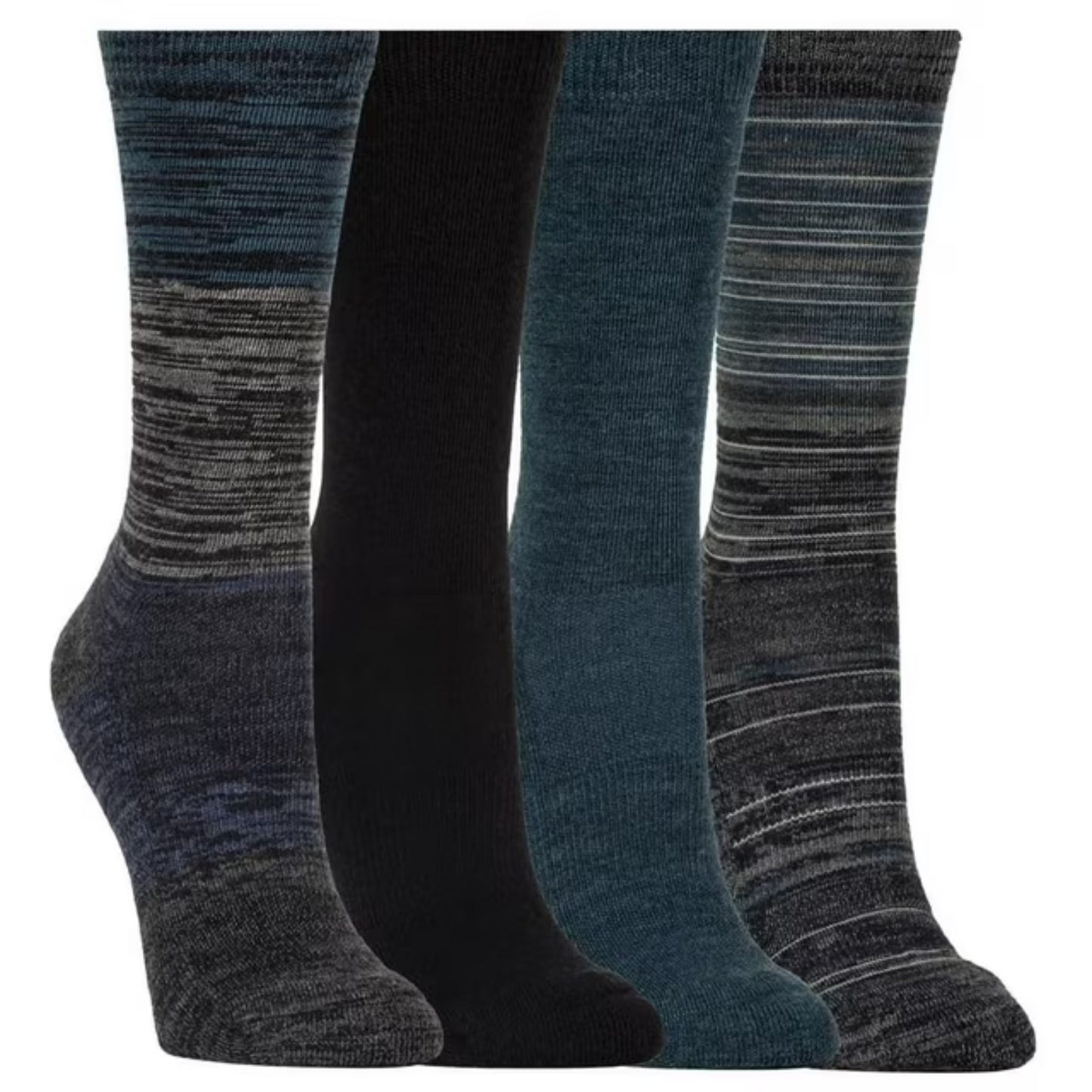 KIRKLAND SIGNATURE - 4 Paires de Chaussette Mi-Mollet pour Femme-ladies-crew-sock-costco-merinos-7771045-blue-bleu