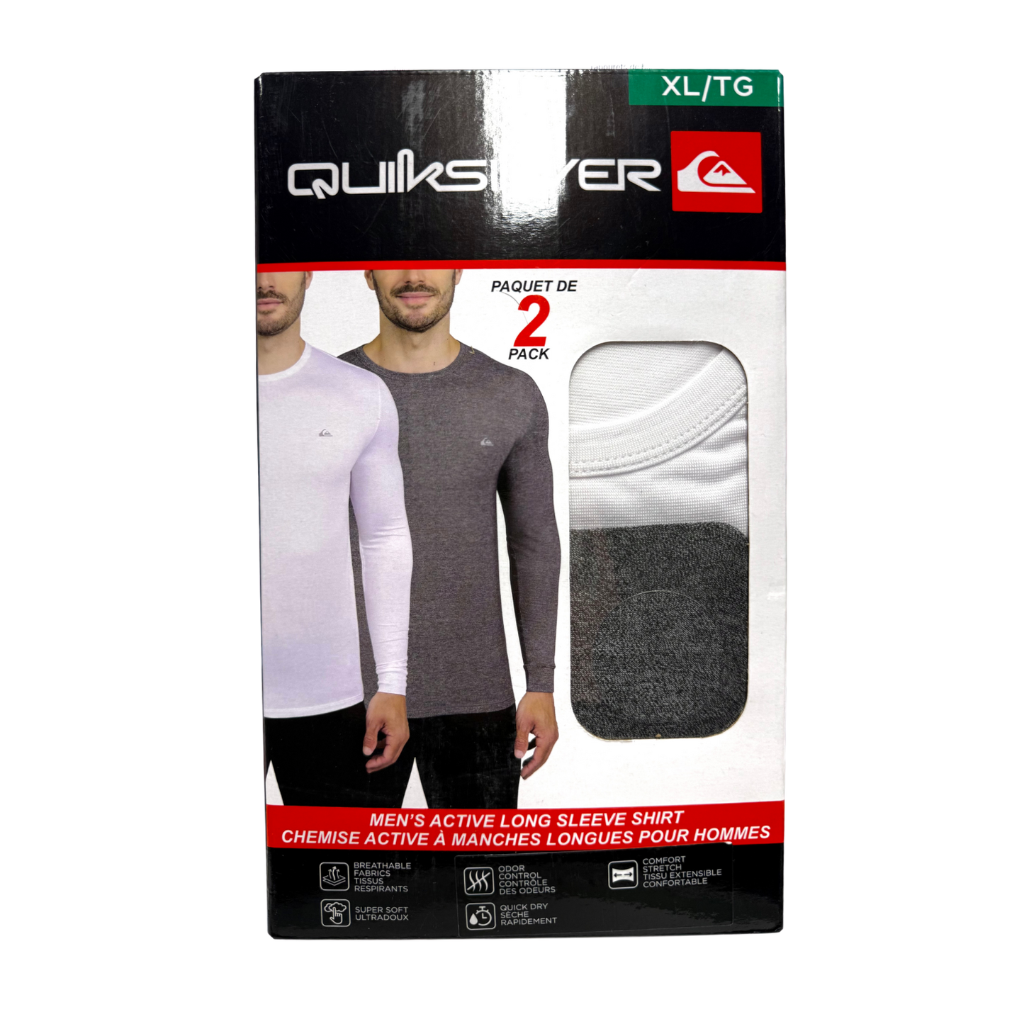 QUIKSILVER - Paquet de 2 Chandails Actifs à Manches Longues pour Homme-men's-active-long-sleeve-shirt-costco-1376873-blanc-white-gris-grey