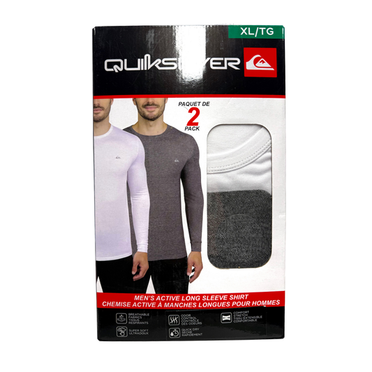 QUIKSILVER - Paquet de 2 Chandails Actifs à Manches Longues pour Homme-men's-active-long-sleeve-shirt-costco-1376873-blanc-white-gris-grey