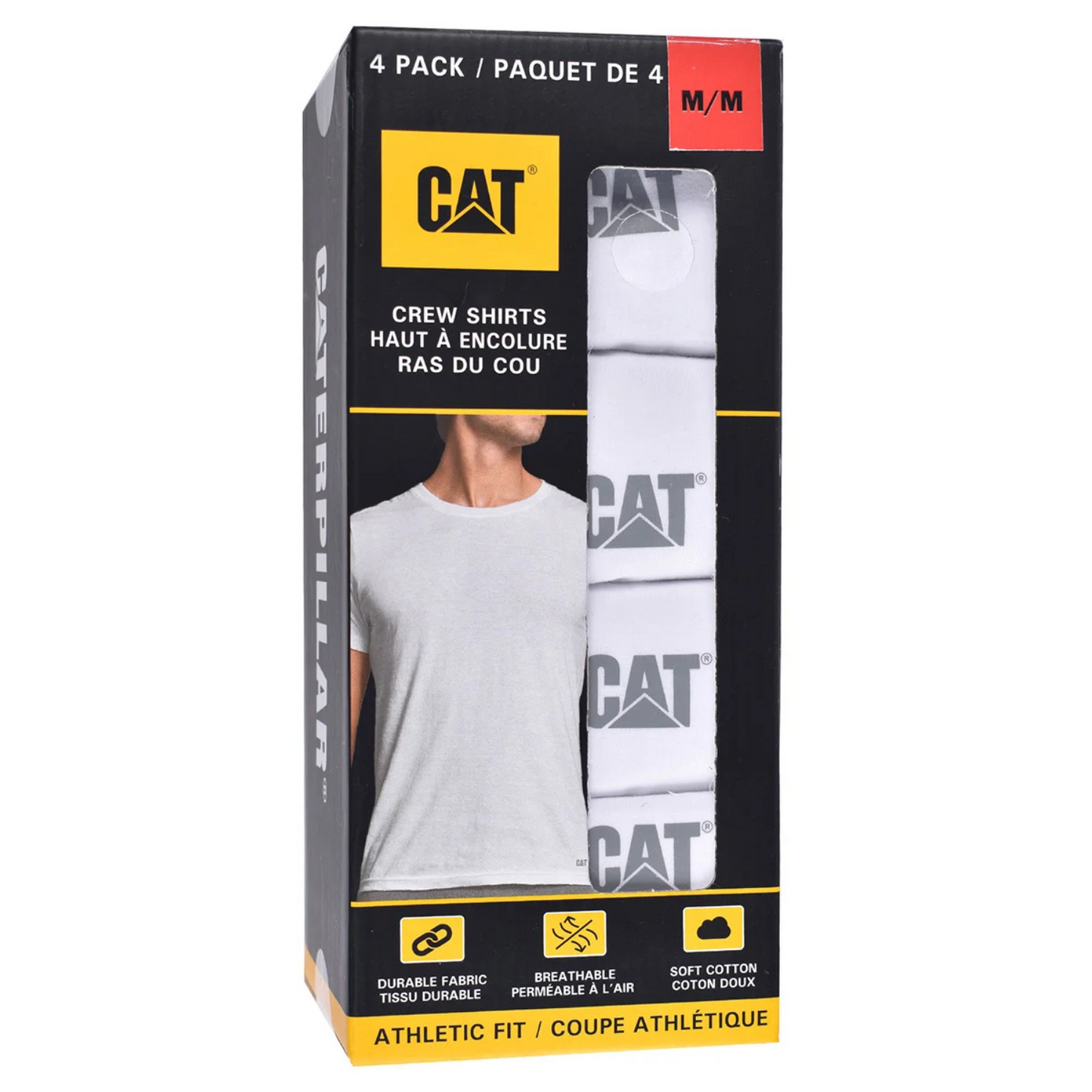 CAT - Paquet de 4 T-Shirt Ras du Cou-pack-crew-shirts-men's-homme-costco-1699050-white-blanc