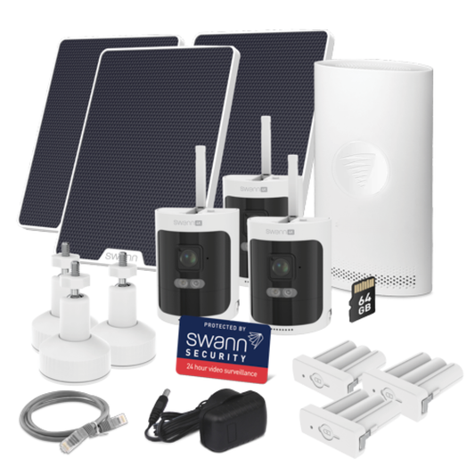 SWANN - Kit de Sécurité Sans Fil 4K avec Recharge Solaire *Boite Ouverte*-wireless-security-kit-solar-charging-costco-SWNVK-ASAK80SD3S3-CA-2
