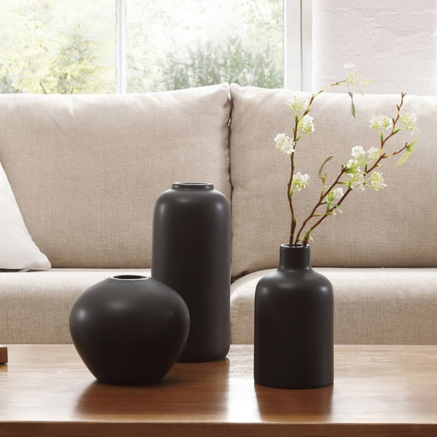 VCNY - Ensemble de 3 Vases en Grès-stoneware-vases-costco-1796133-noir-black-2