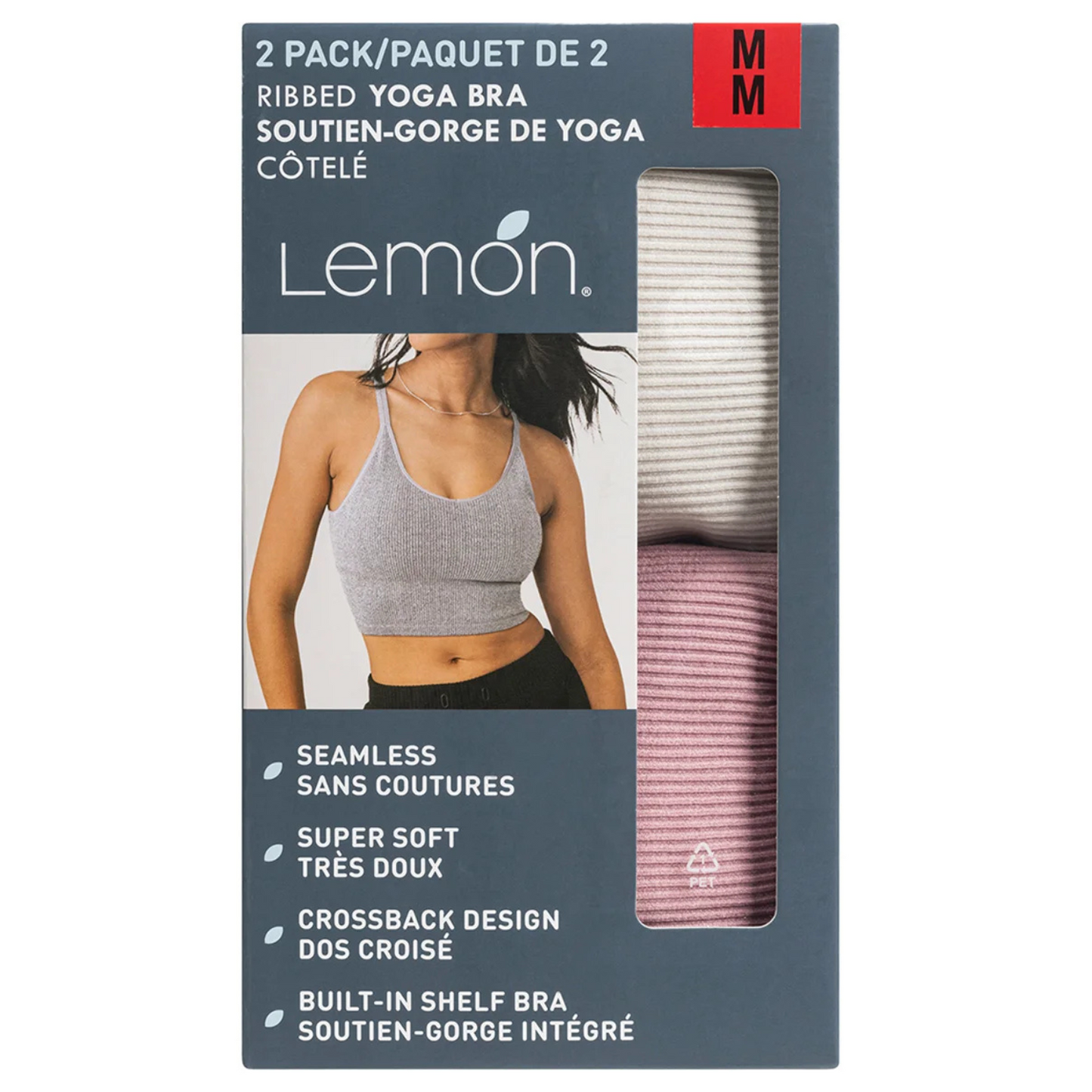 LEMON - Paquet de 2 Soutiens-Gorge de Yoga Côtelé-ribbed-yoga-bra-pack-costco-2843810-creme-cream-rose-pink-8