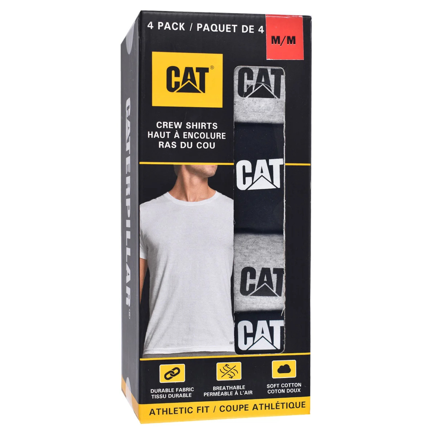 CAT - Paquet de 4 T-Shirt Ras du Cou-pack-crew-shirts-men's-homme-costco-1699050-noir-gris-black-grey