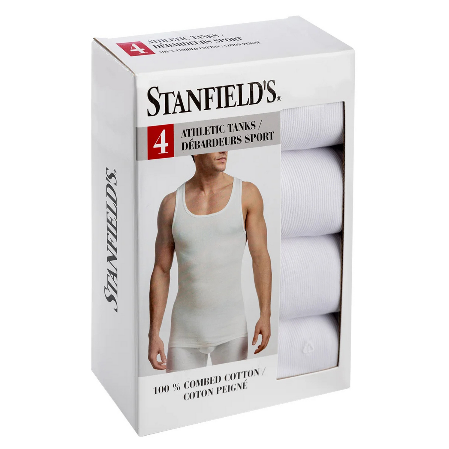 STANFIELD'S - Paquet de 4 Débardeurs Sport pour Homme-pack-athletic-tanks-men's-costco-1564853-white-blanc