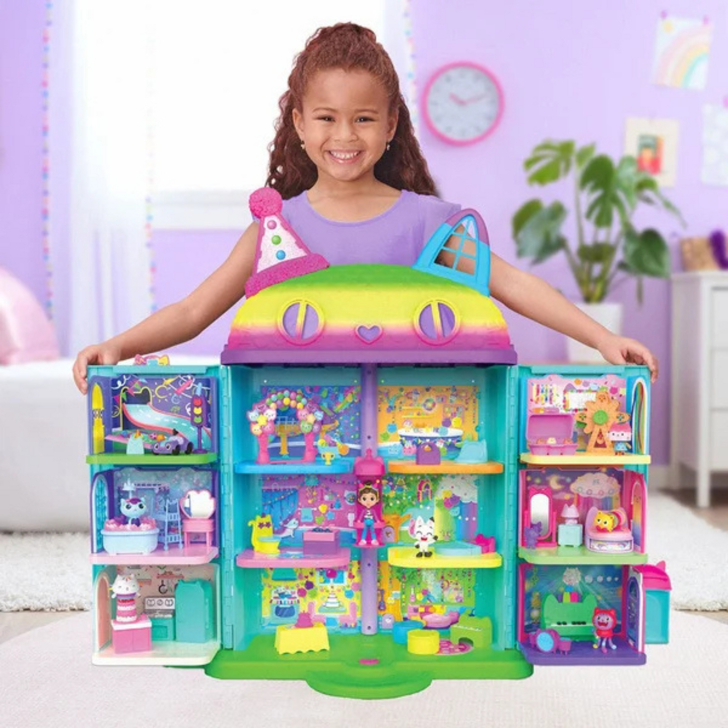 GABBY'S DOLLHOUSE - Coffret Cadeau Maison Festive de Gabby + Pièces de Luxe-celebration-dollhouse-deluxe-rooms-giftset-costco-1785072-3