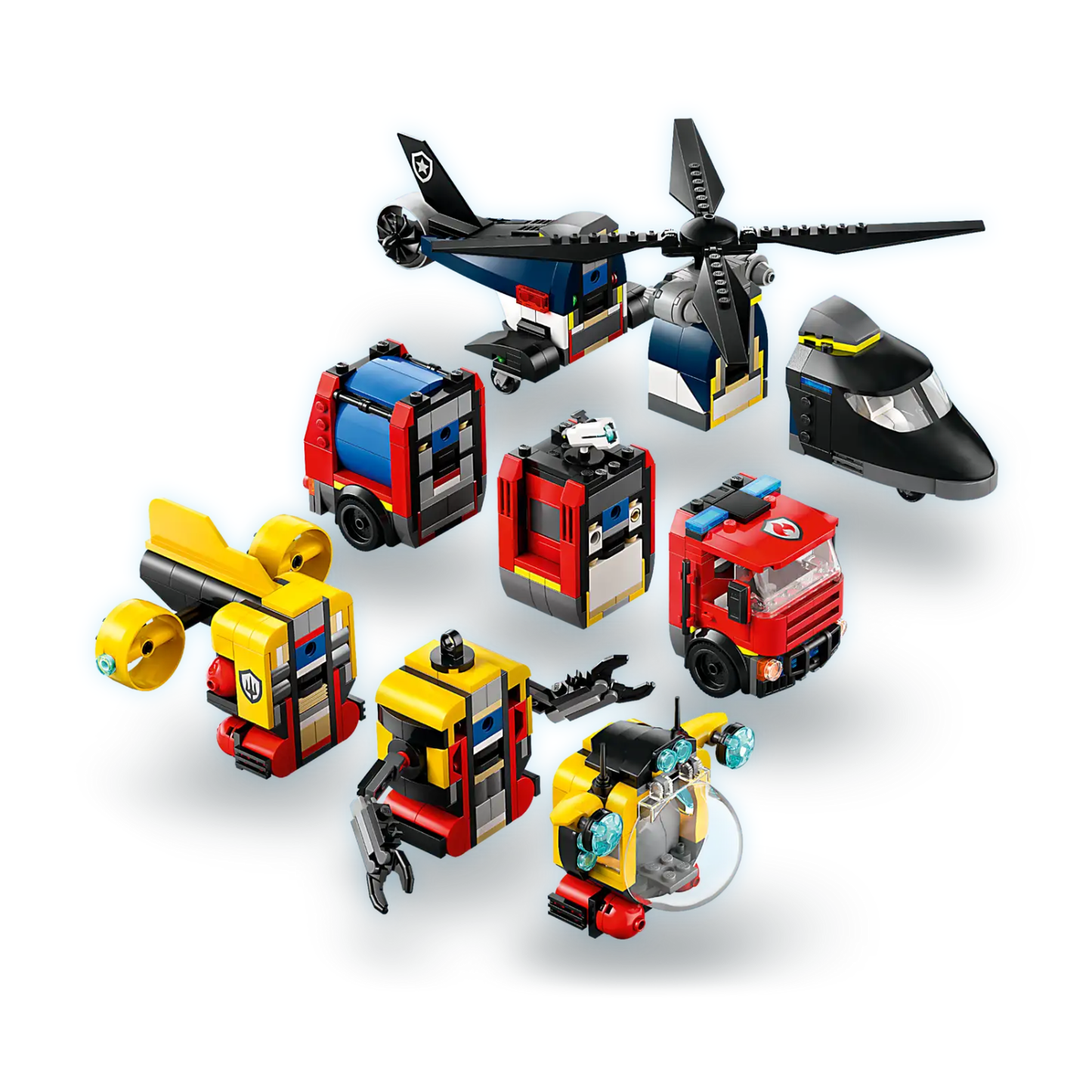LEGO - Ensemble Hélicoptère, Camion de Pompiers et Sous-Marin 60462 *Boite Endommagée*-helicopter-fire-truck-submarine-remix-costco-5