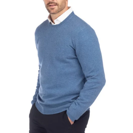 BENSON - Chandail en cachemire pour homme bleu | BENSON - Men's blue cashmere sweater