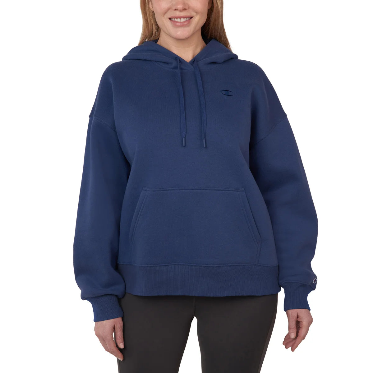 Champion navy blue hoodie womens best sale