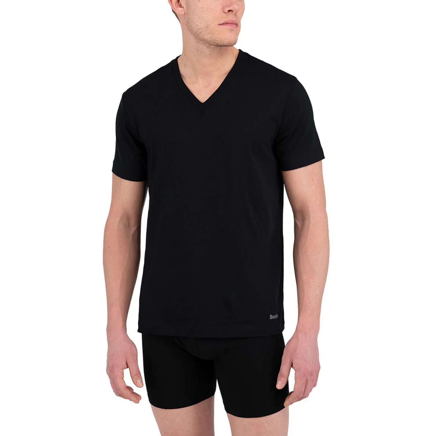BENCH - Paquet de 4 T-Shirt à Col en V pour Homme-men's-v-ceck-t-shirts-pack-costco-1377770-black-noir