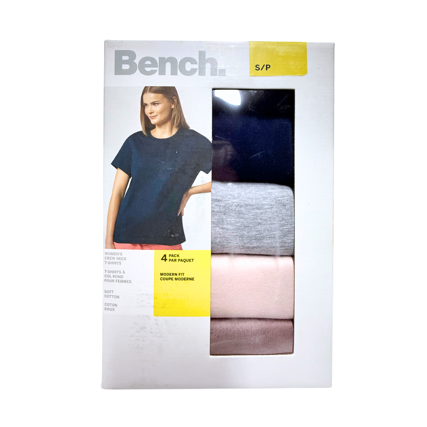 BENCH - Paquet de 4 T-Shirts à Col Rond pour Femme-women's-crew-neck-costco-1388880-bleu-blue