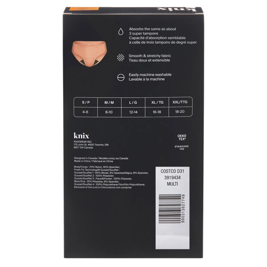 KNIX - Paquet de 3 Culottes Menstruelles-Réutilisables-3-Pack-Super-Leakproof-Reusable-Period-Underwear-Noir-Beige-Orange-Black-3919433-1935006-2