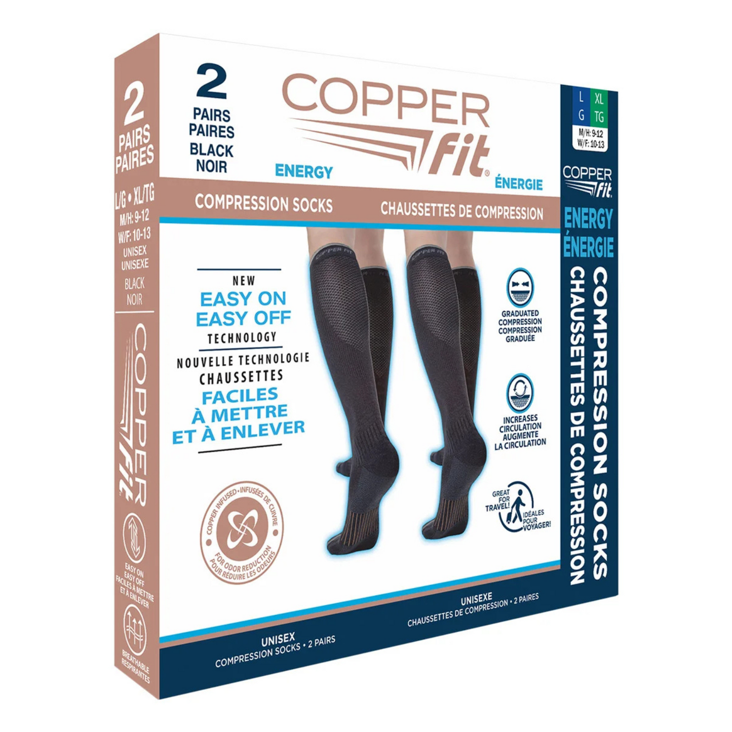 COPPER FIT - 2 Paires de Chaussettes de Compression Unisexes Énergie-PAIRS-SOCKS-ENERGY-UNISEX-COSTCO-1480440-NOIR-BLACK