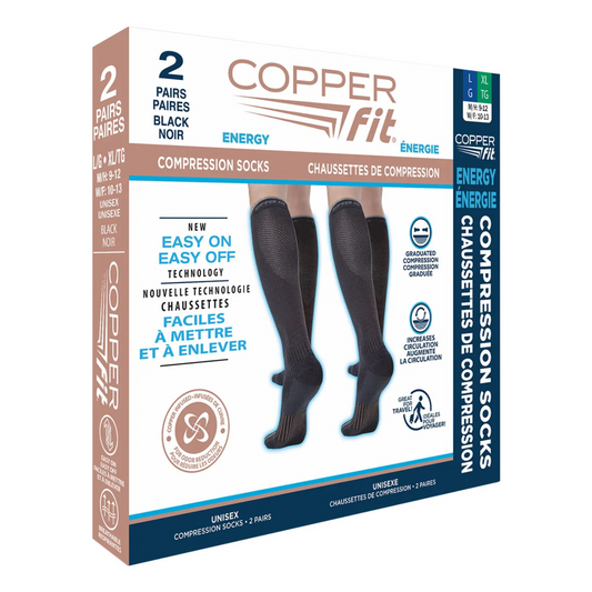COPPER FIT - 2 Paires de Chaussettes de Compression Unisexes Énergie-PAIRS-SOCKS-ENERGY-UNISEX-COSTCO-1480440-NOIR-BLACK