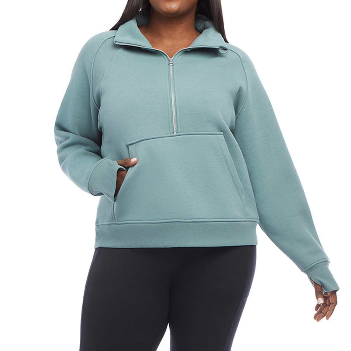 danskin-haut-col-cheminé-demi-fermeture-glissière-femme-women-half-zip-funnel-neck-top-4