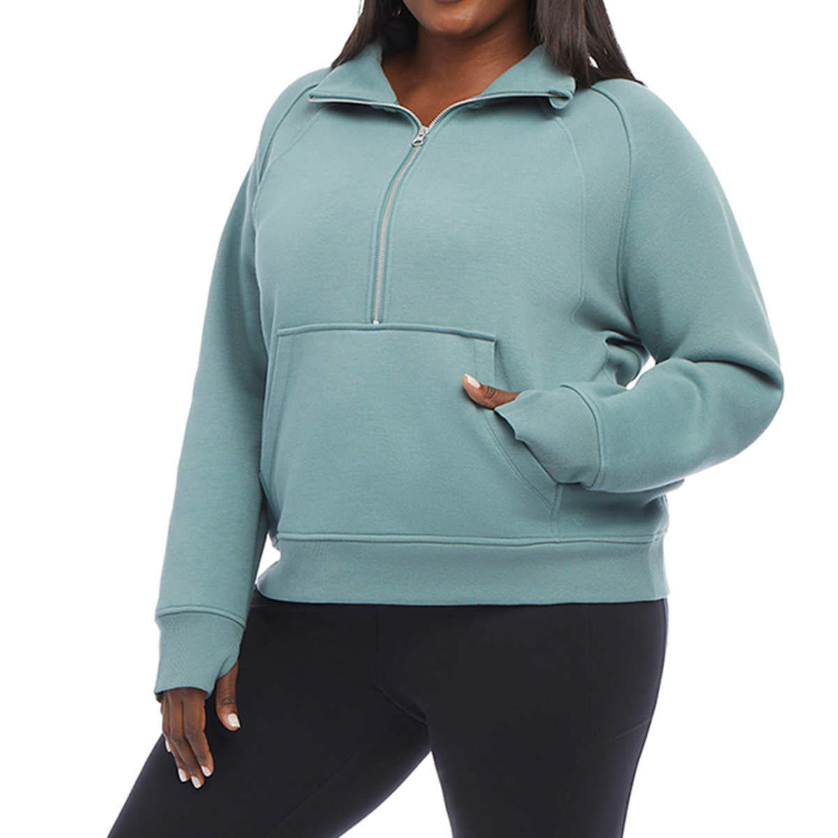danskin-haut-col-cheminé-demi-fermeture-glissière-femme-women-half-zip-funnel-neck-top-5