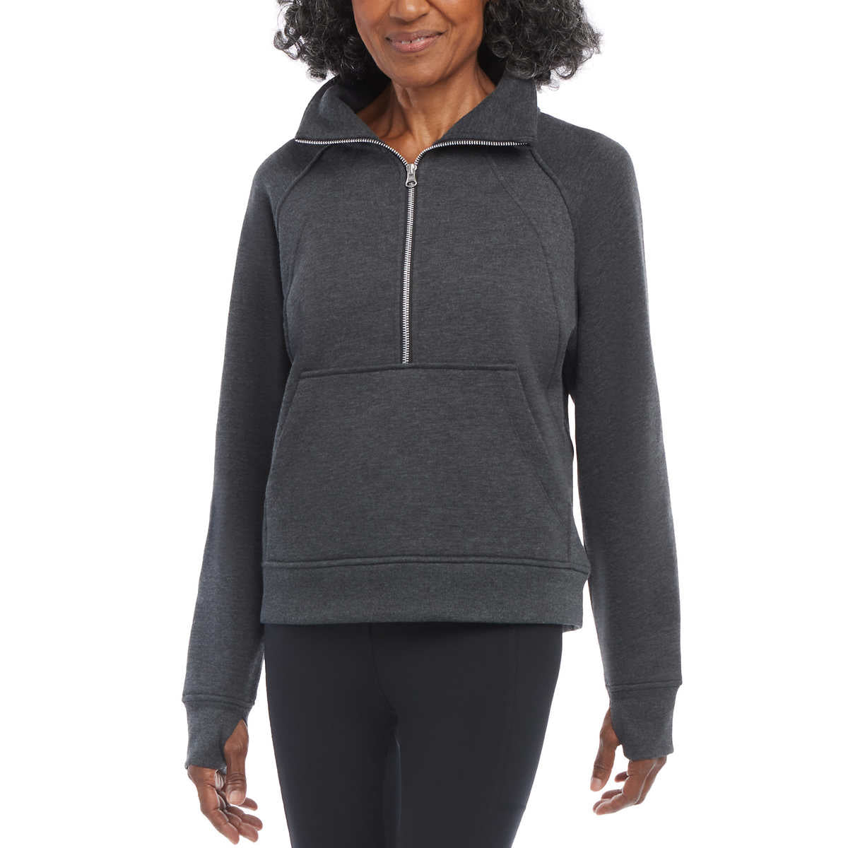 danskin-haut-col-cheminé-demi-fermeture-glissière-femme-women-half-zip-funnel-neck-top