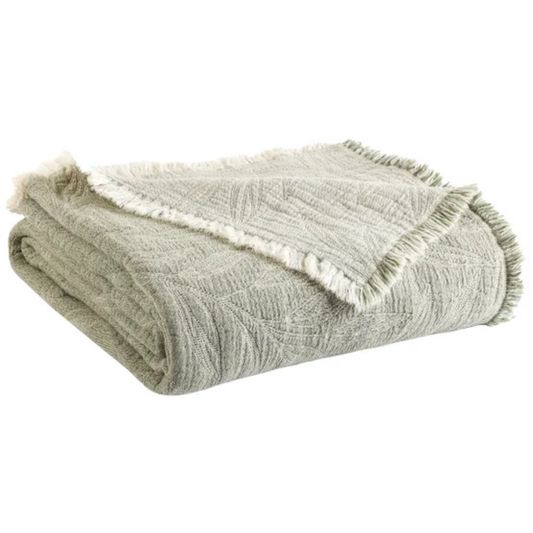 LIFE COMFORT - Jeté en Coton Réversible-reversible-cotton-throw-Vert-Green-1726023-1980954