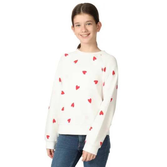 GAP KIDS -Chandail en Molleton à Col Rond pour Fille-Girls-Crew-Sweatshirt-Blanc-Rouge-White-Red-4432626-1953986