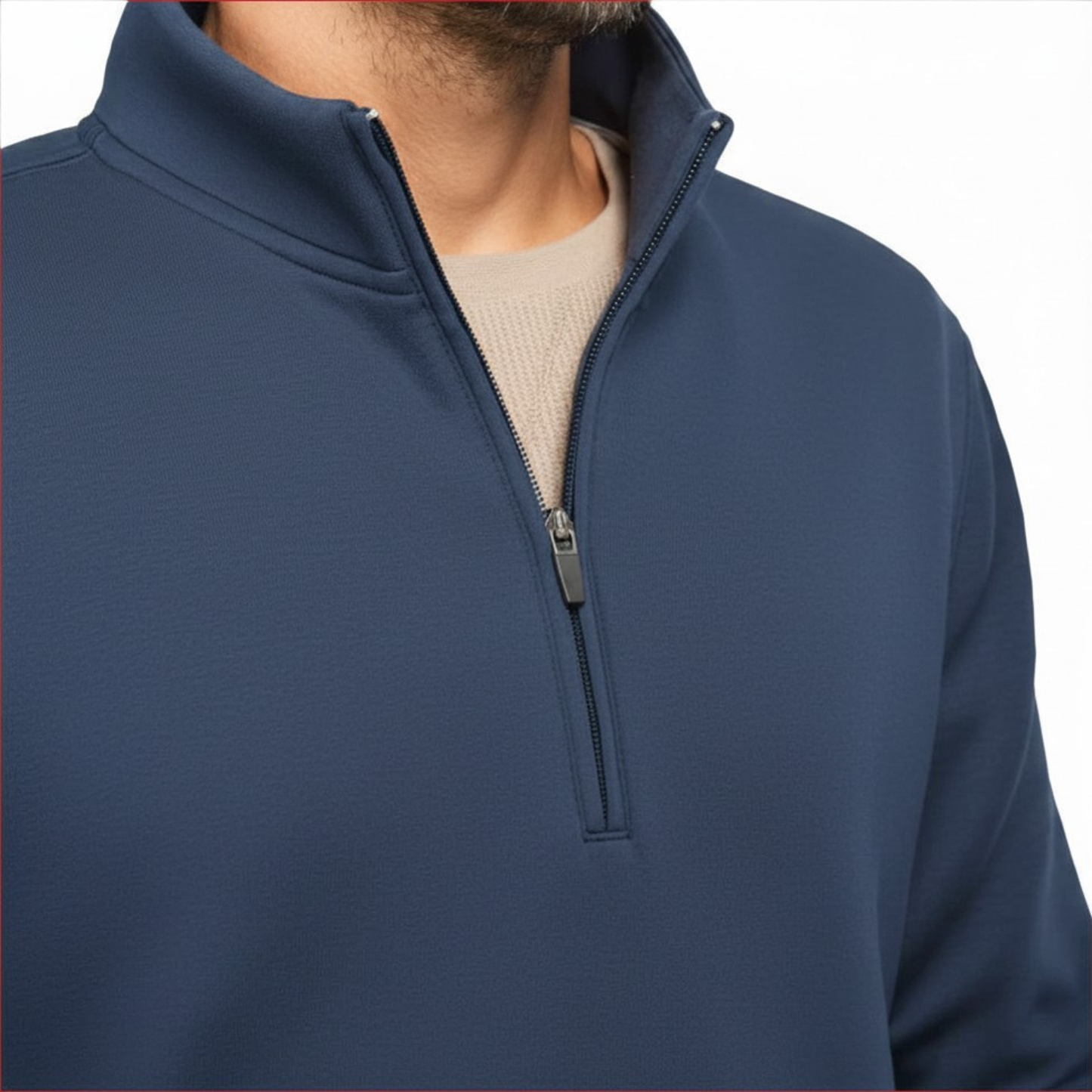 SCOTT BARBER - Chandail à Fermeture Glissière un Quart pour Homme-Mens-1/4-zip-Sweater-Bleu-Marine-Blue-Navy-1947860-1958199