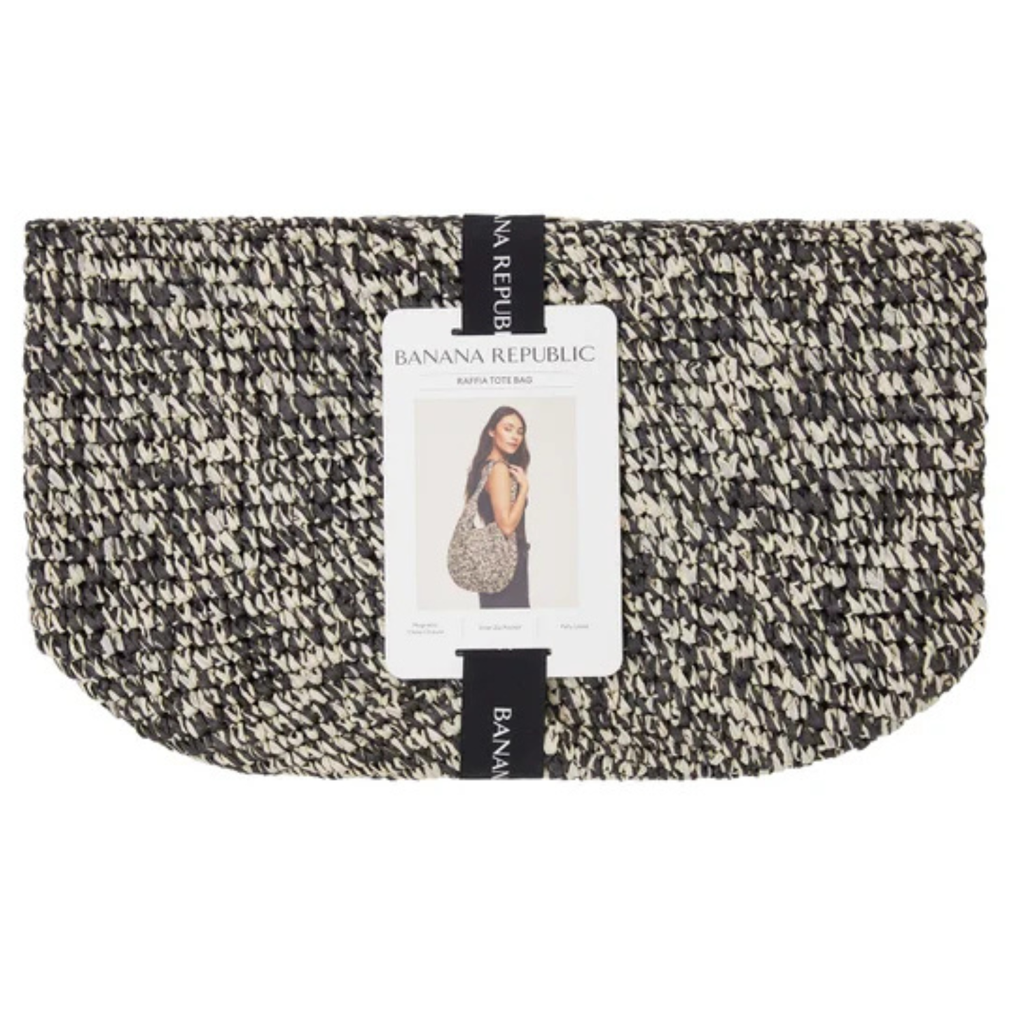 BANANA REPUBLIC - Sac Fourre-Tout en Raphia-Raffia-tote-bag-Noir-Blanc-black-white-1966925-1041704