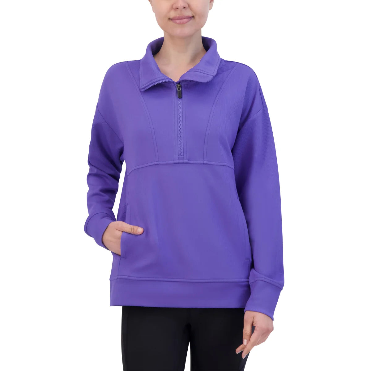 GAIAM - Chandail Côtelé à Fermeture à Glissière un Quart pour Femme-women's-quarter-zip-pullover-ribbed-costco-1816100-violet-purple