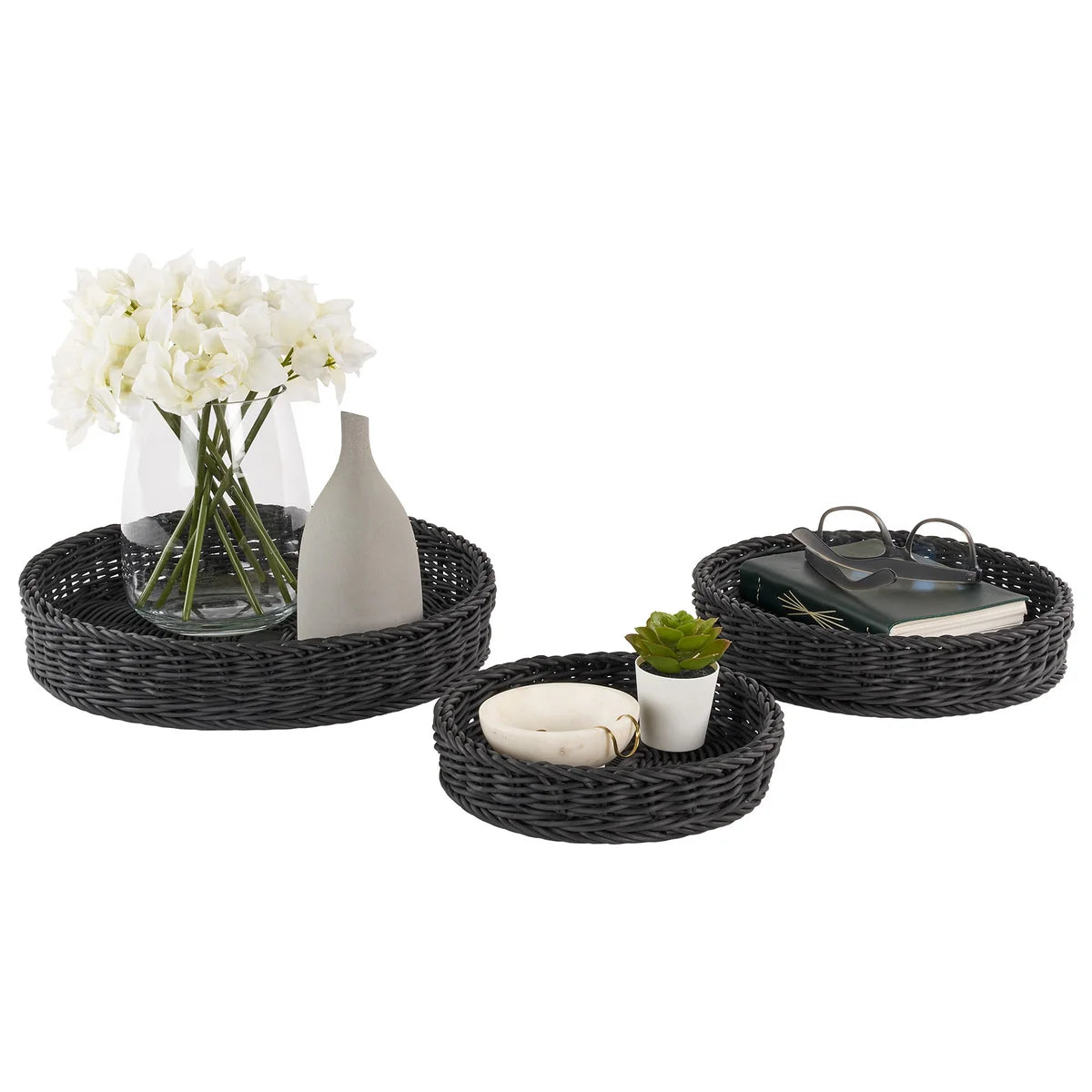 NEATFREAK - Ensemble de 3 Plateaux Tissés à la Main-HANDWOVEN-TRAY-SET-COSTCO-1878105-NOIR-BLACK-PACK-3