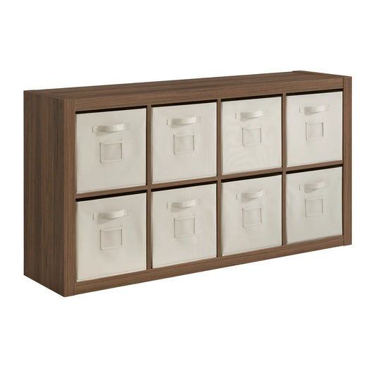 BAYSIDE  FURNISHINGS - Cloison-Meuble avec 8 Bacs de Rangement-room-divider-with-storage-bins-multi-purpose-storage-meuble-de-rangement-polyvalent-costco-1695446-bois-wood-brun-brown