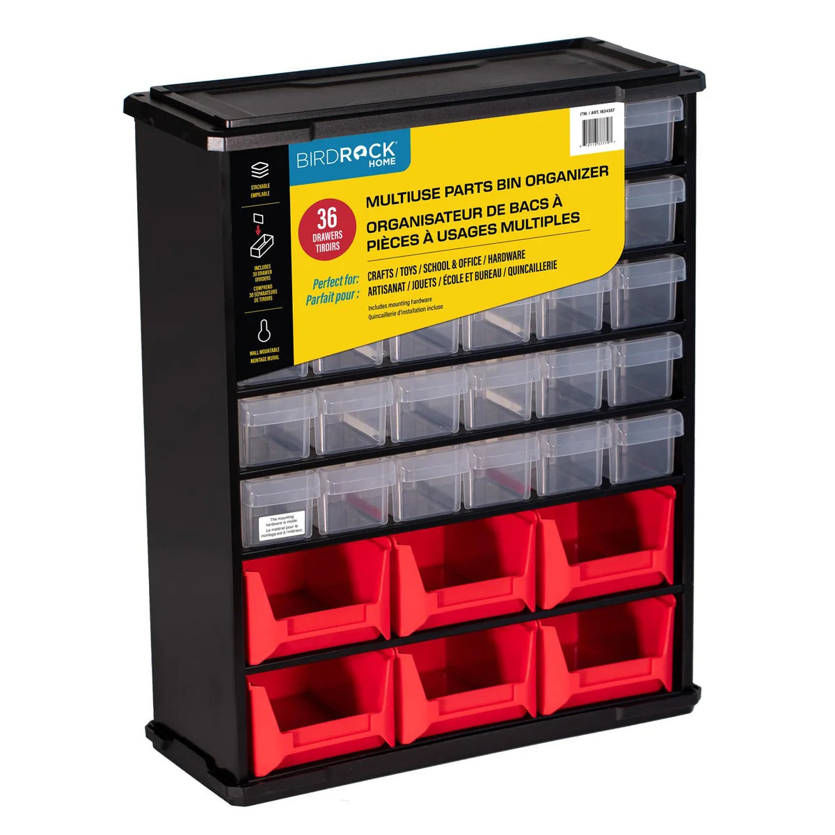 BIRDROCK HOME - Organisateur de Bacs à Pièces à Usages Multiples- multiuse-parts-bin-organizer-costco-red-black-rouge-noir-1834357-2