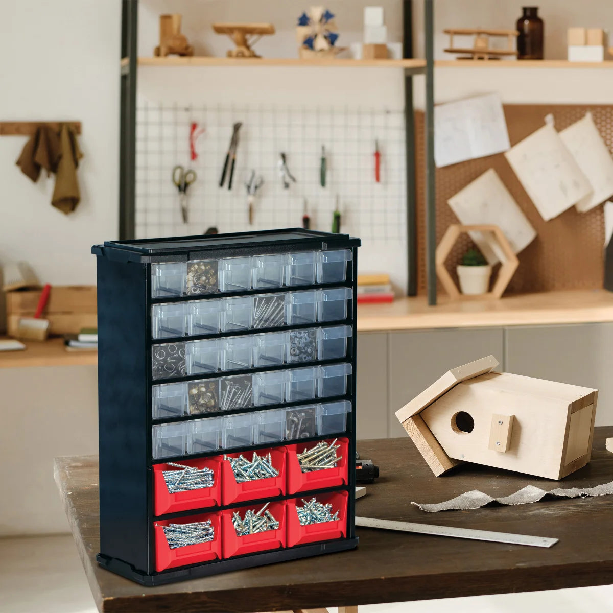 BIRDROCK HOME - Organisateur de Bacs à Pièces à Usages Multiples- multiuse-parts-bin-organizer-costco-red-black-rouge-noir-1834357-5