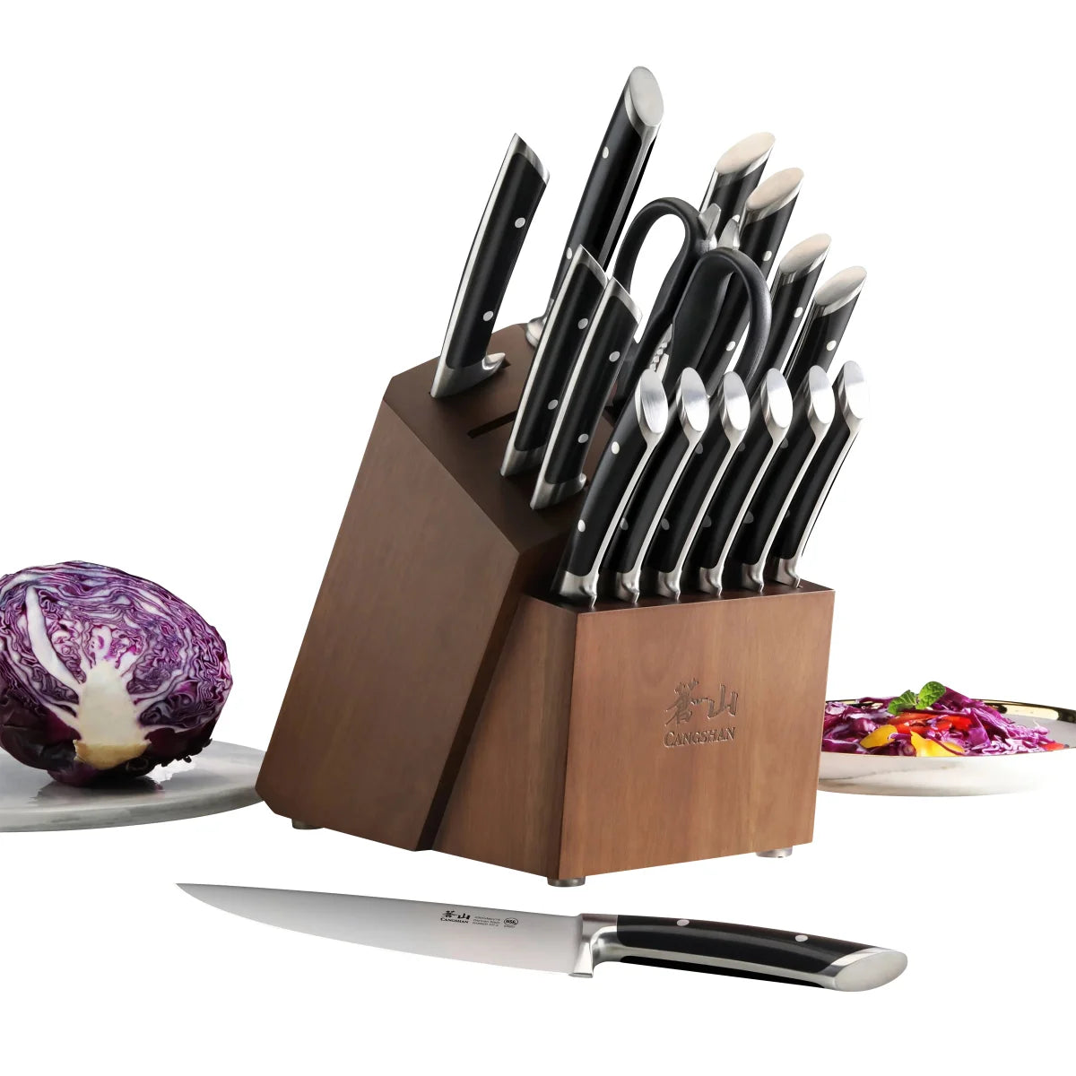 CANGSHAN - Ensemble de Couteaux avec Bloc de Rangement Série Rainier, 17 Pièces-piece-knife-block-set-rainier-sries-costco-791545-noir-black-2