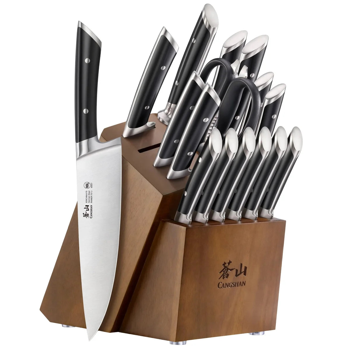 CANGSHAN - Ensemble de Couteaux avec Bloc de Rangement Série Rainier, 17 Pièces-piece-knife-block-set-rainier-sries-costco-791545-noir-black