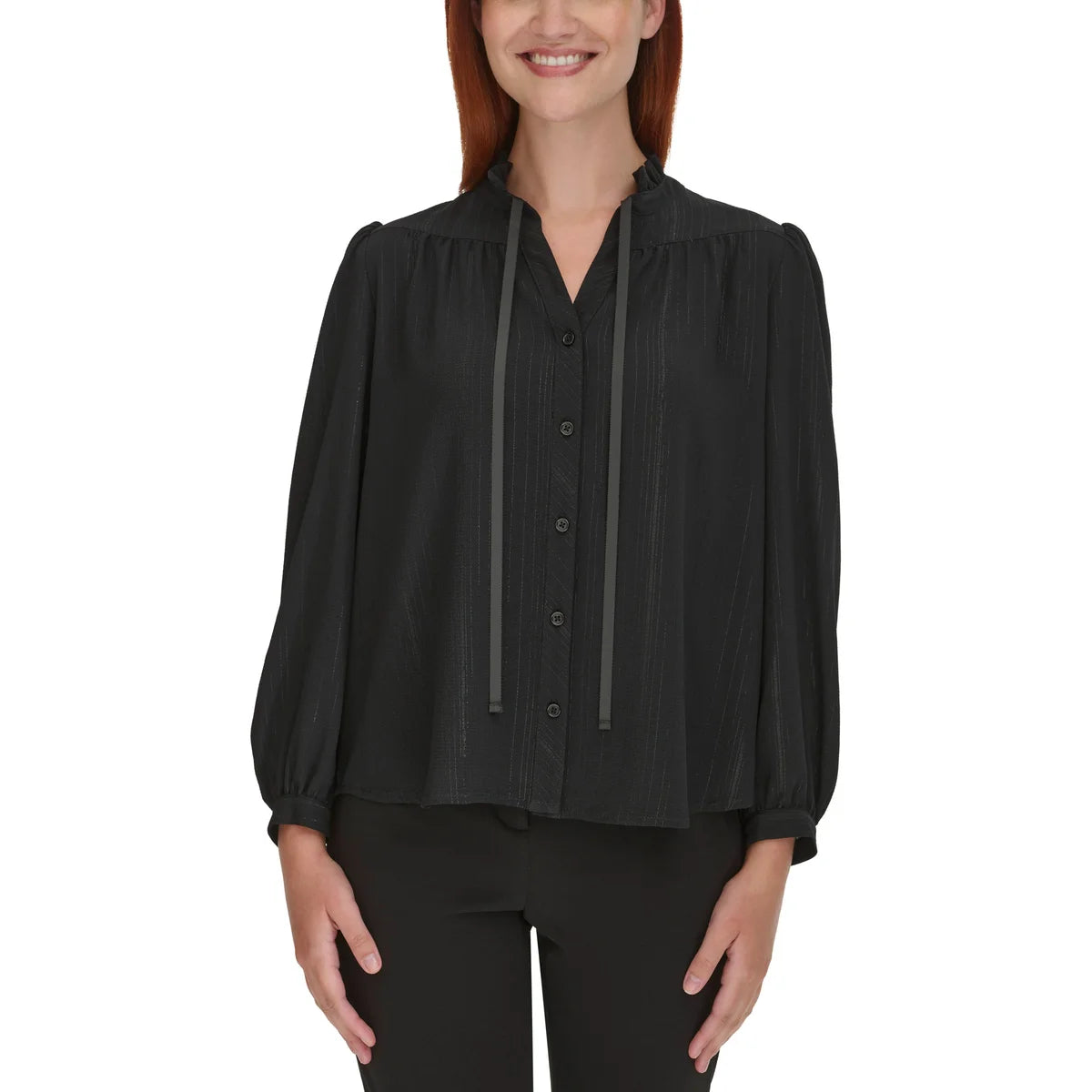 dkny-chemisier-pour-femme-women's-bouse-costco-3811001-black-noir