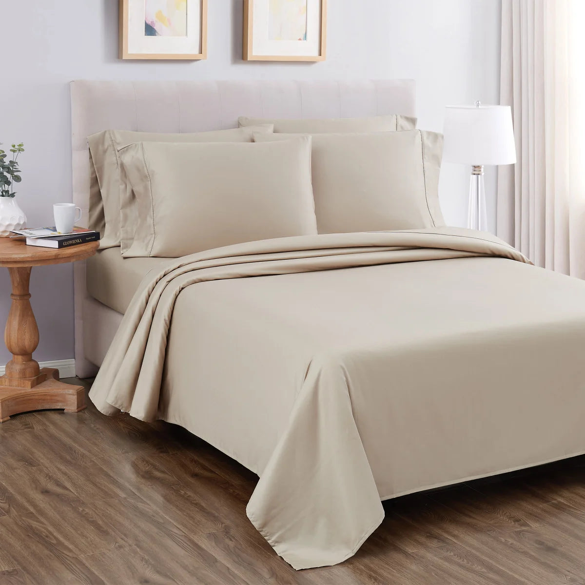 KIRKLAND SIGNATURE - Ensemble de Draps en Coton-6pcs-sheet-set-costco-4445552-beige