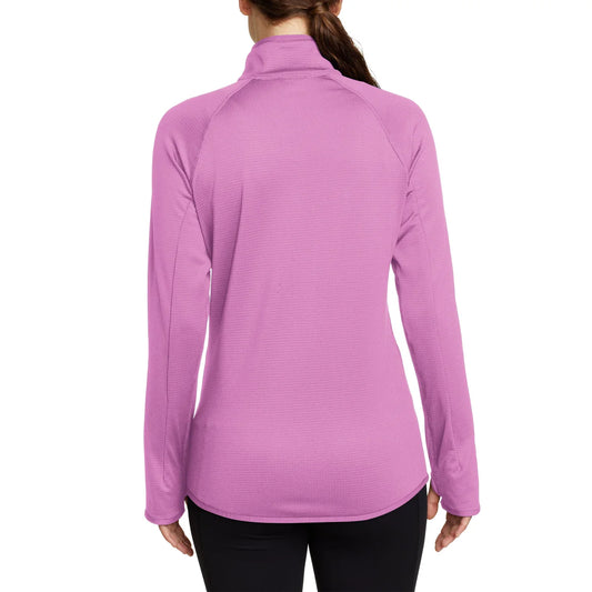 EDDIE BAUER - Chandail en Molleton Quadrillé avec Demi-Fermeture à Glissière pour Femme-WOMEN'S-GRID-FLEECE-HALF-ZIP-SHIRT-LONGSLEEVE-COSTCO-6657501-VIOLET-PURPLE-2
