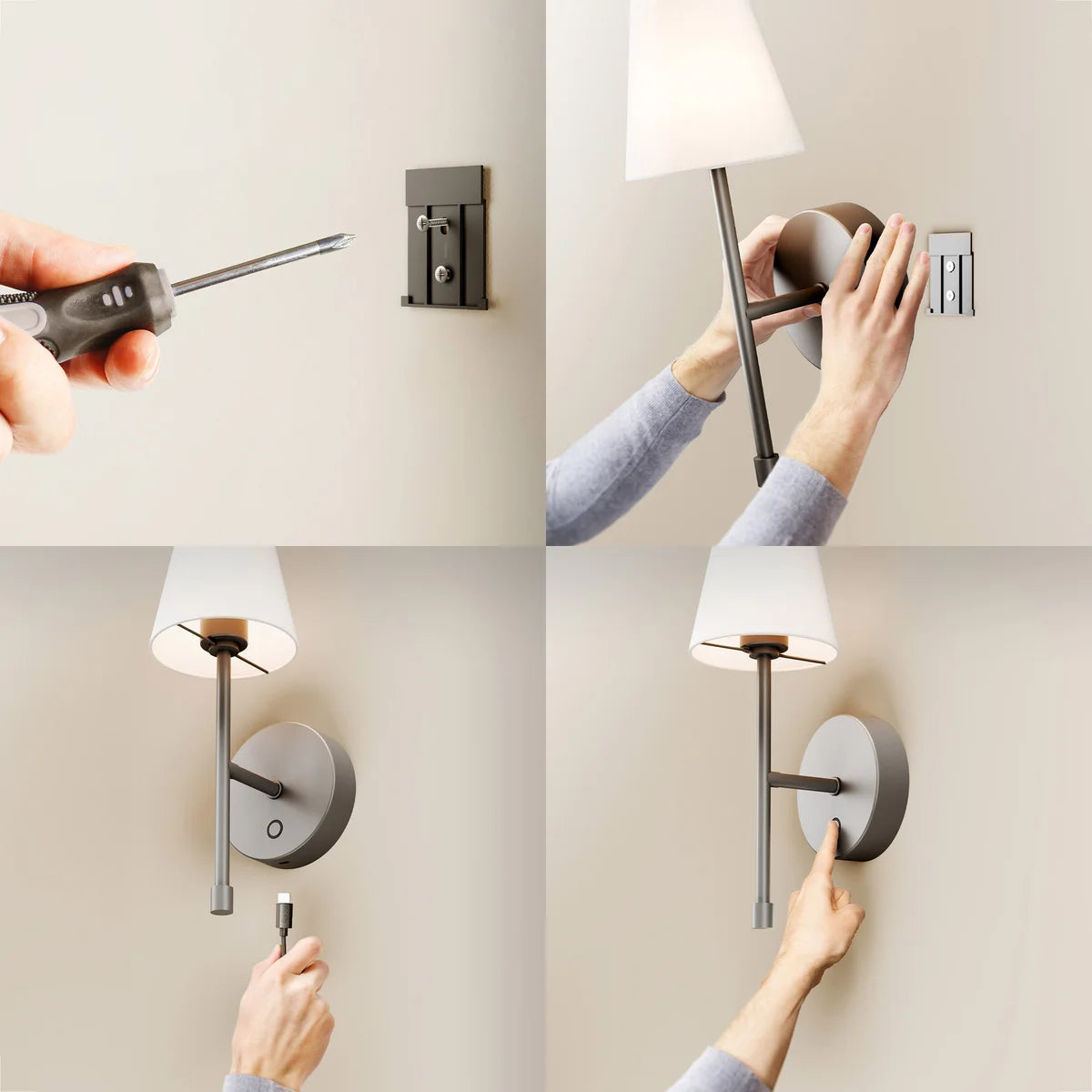 GLOBE - Paquet de 2 Appliqués Rechargeables-black-rechargeable-sconces-white-led-costco-1806224-7