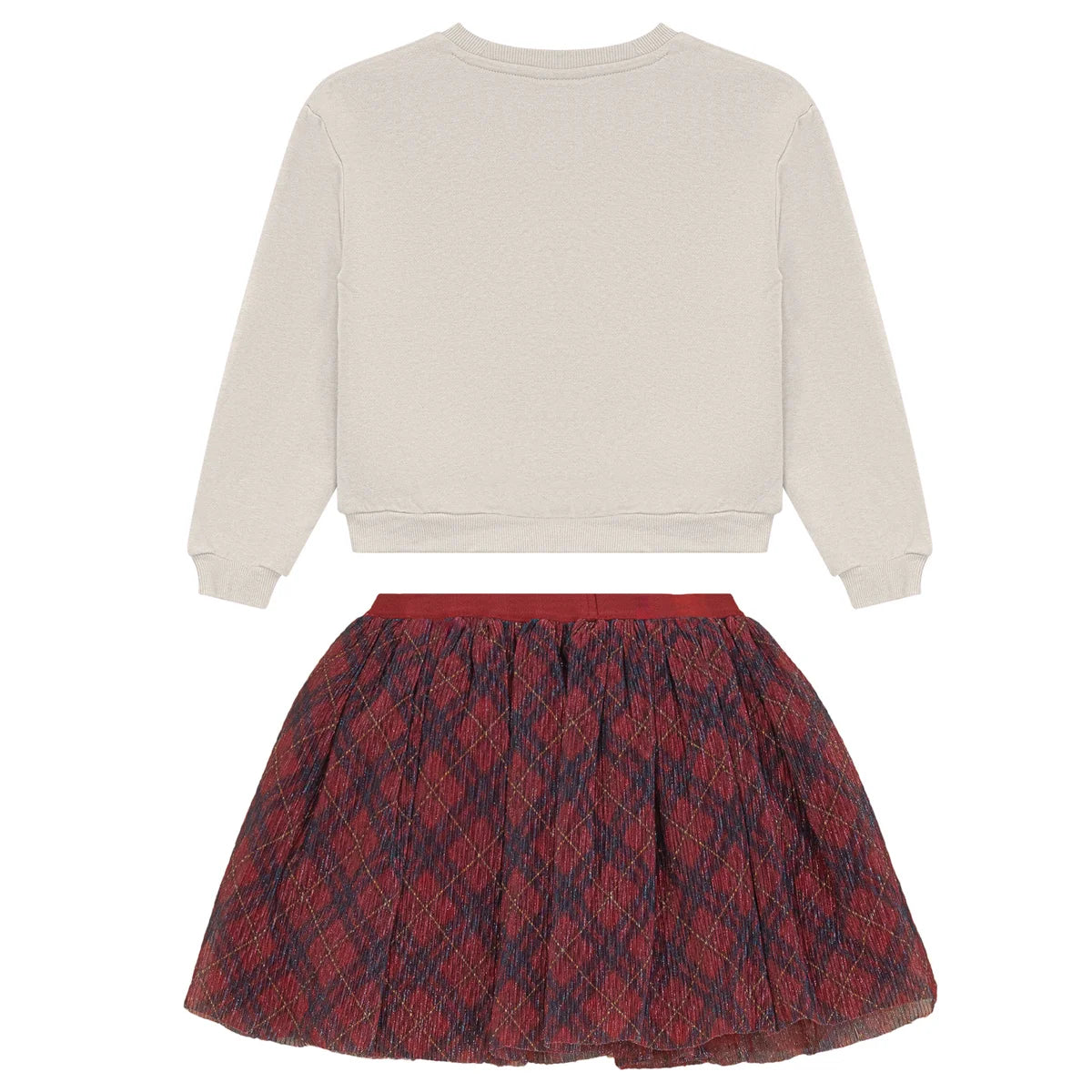 HAPPY KIDS - Ensemble 2 Pièces pour Enfant-Chandail-Jupe-Girls-2-Pieces-Crewneck-Skirt-Blanc-Rouge-White-Red-2723535-1927726