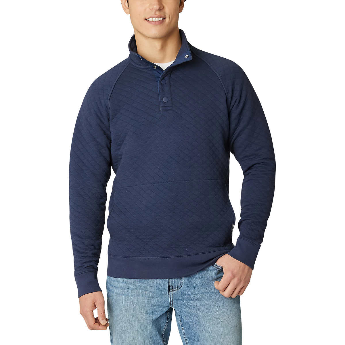 EDDIE BAUER Men's Quilted Sweater with Snap Button Quarter