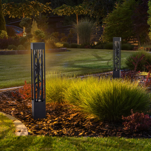 SOLAR - Lot de 4 Lampes De Parterre De Style Bollard Prismax Solution-pathway-bollard-style-black-ostco-2323028-4