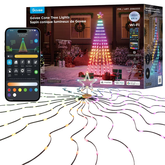 GOVEE - Sapin Conique Lumineux de 6 pi *Boite Ouverte*-cone-tree-lights-costco-2060333
