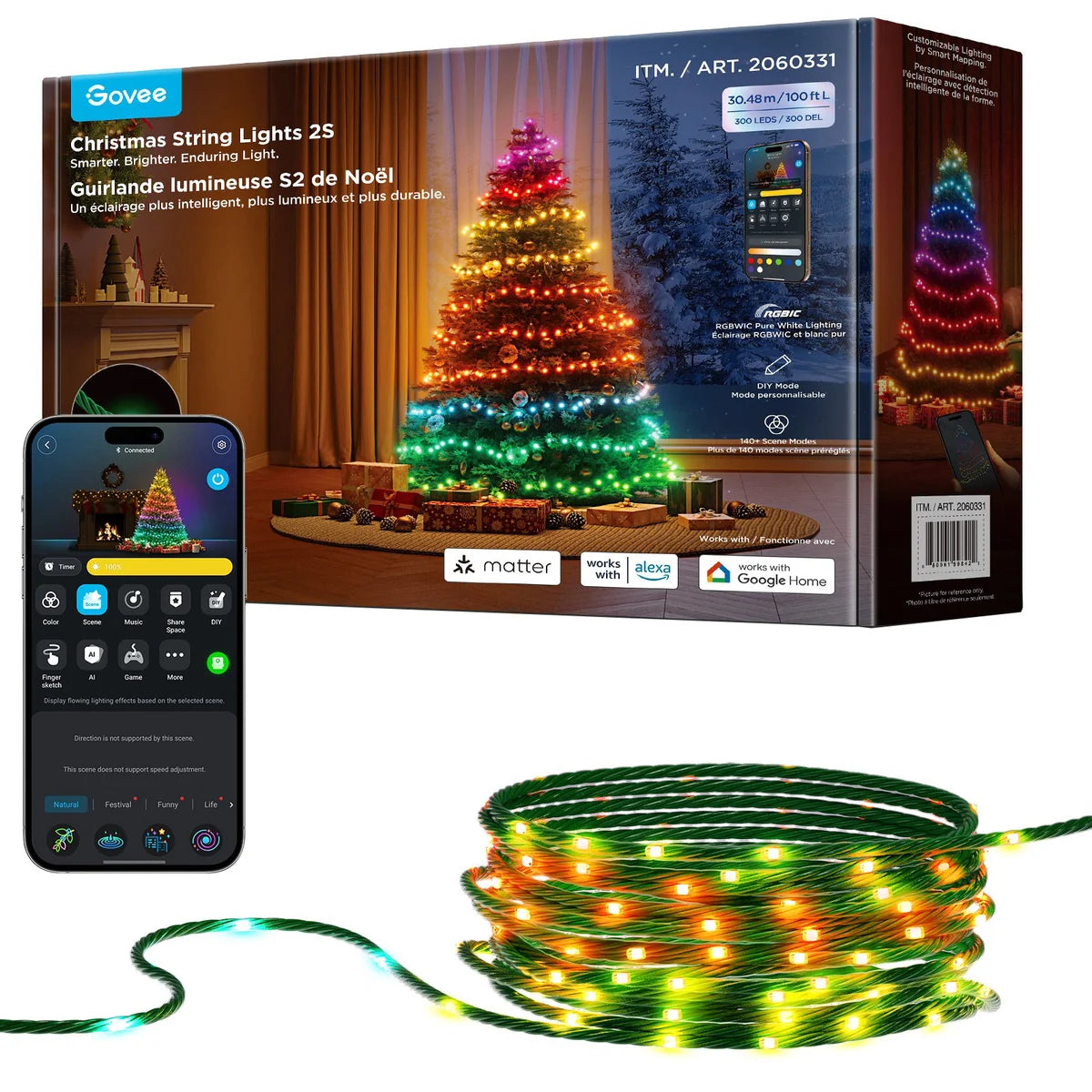 GOVEE - Guirlande Lumineuse S2 de Noël de 100 Pieds *Boite Ouverte*-christmas-string-lights-2s-ft-led-costco-2060331