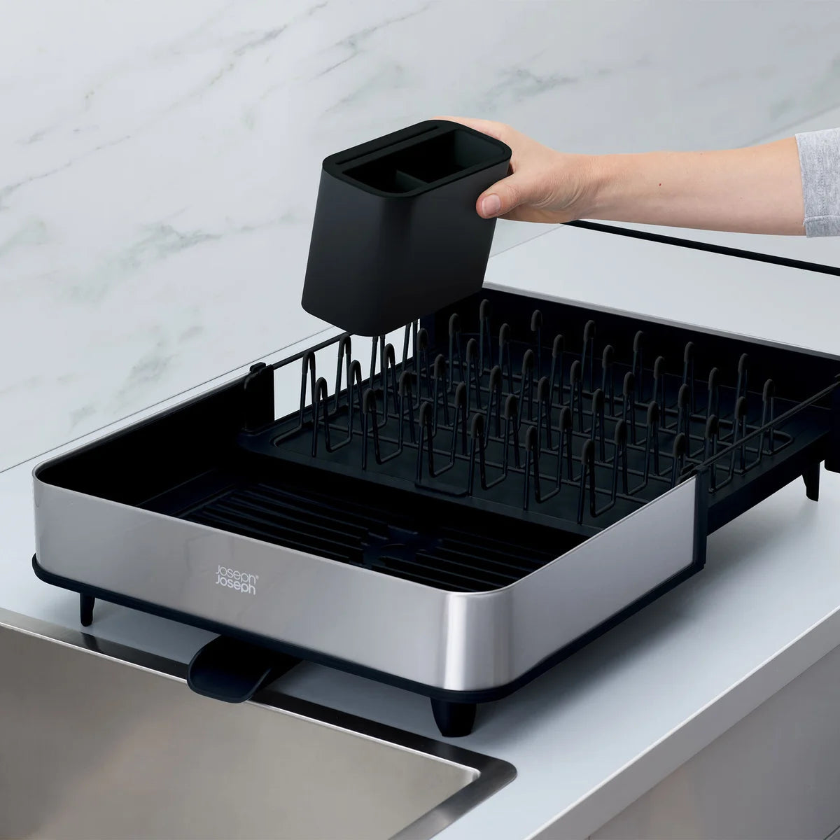 JOSEPH JOSEPH - Égouttoir à Vaisselle Extensible avec Bec Verseur Extend Steel-expandable-dish-rack-draining-spout-costco-1907783-5
