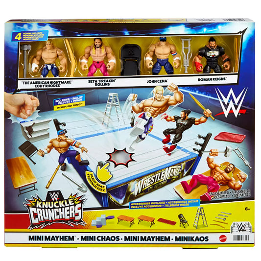 WWE - Paquet Mini Chaos Knuckle Crunchers-cody-rhodes-seth-rollins-john-cena-roman-reigns-mayhem-pack-costco-1740037