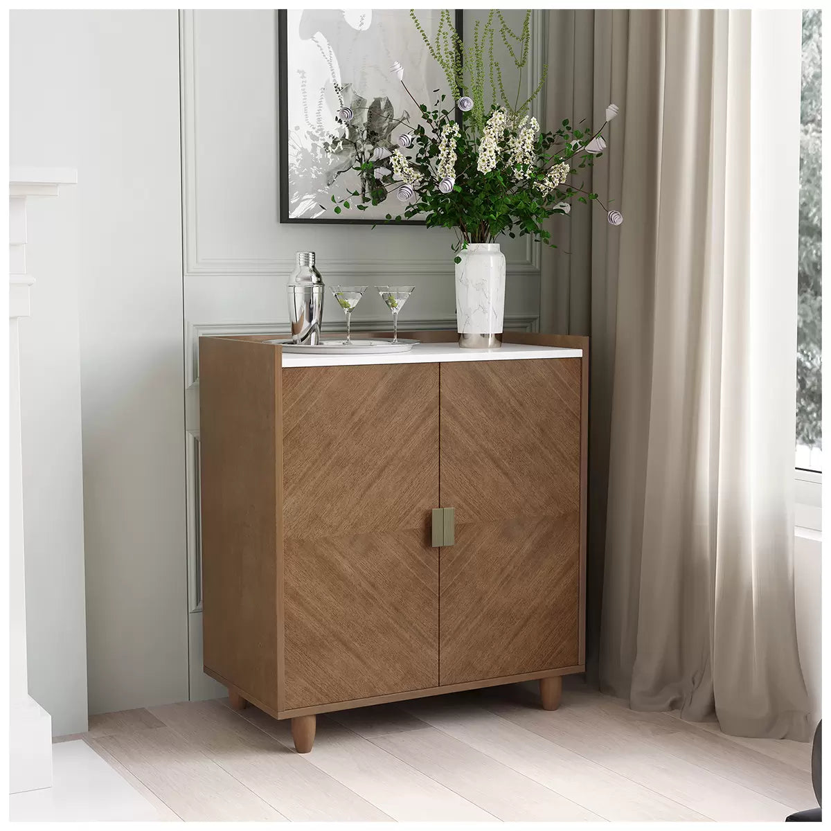 LOXLEY ROWE - Andrea Bar Cabinet with Storage *As Is*
