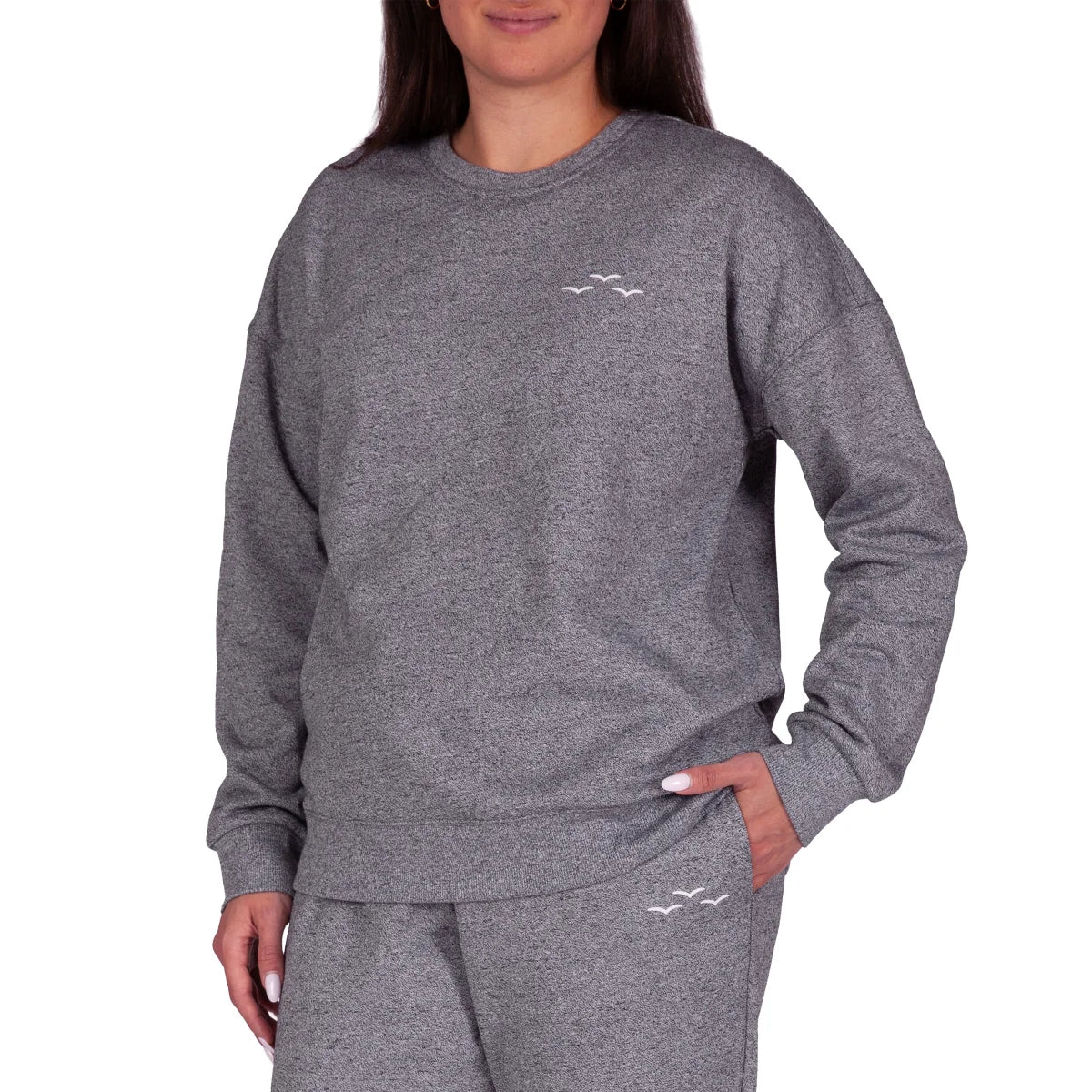 LAZYPANTS-CHANDAIL-EN-MOLLETON-POUR-FEMME-WOMEN'S-FLEECE-CREWNECK-SWEATSHIRT-COSTCO-2298900-GRIS-GREY