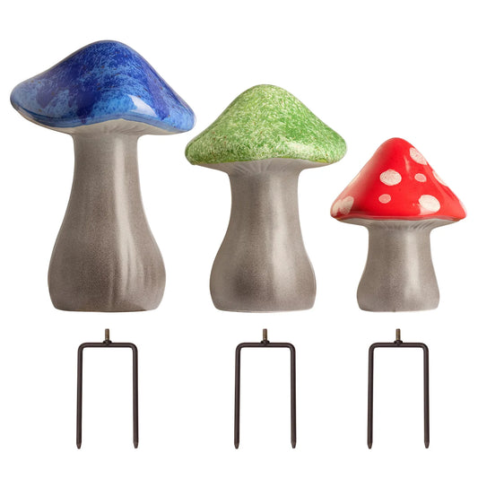 INSIDE OUTSIDE GARDEN - Ensemble de 3 Champignons de Jardin en Céramique-set-pack-ceramic-garden-mushrooms-costco-1713411-2