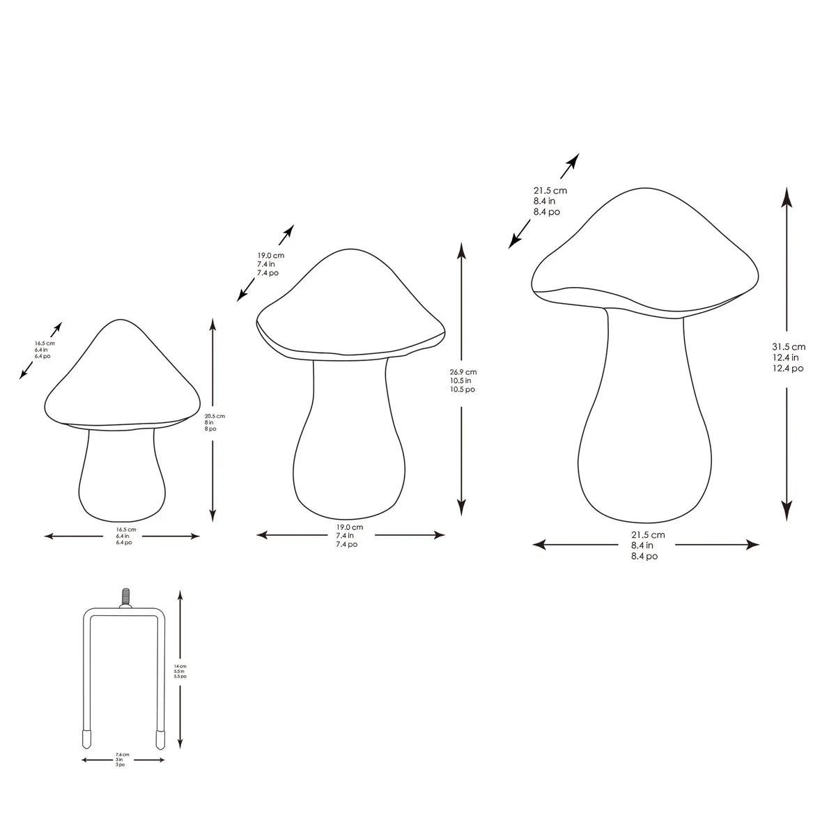 INSIDE OUTSIDE GARDEN - Ensemble de 3 Champignons de Jardin en Céramique-set-pack-ceramic-garden-mushrooms-costco-1713411-3