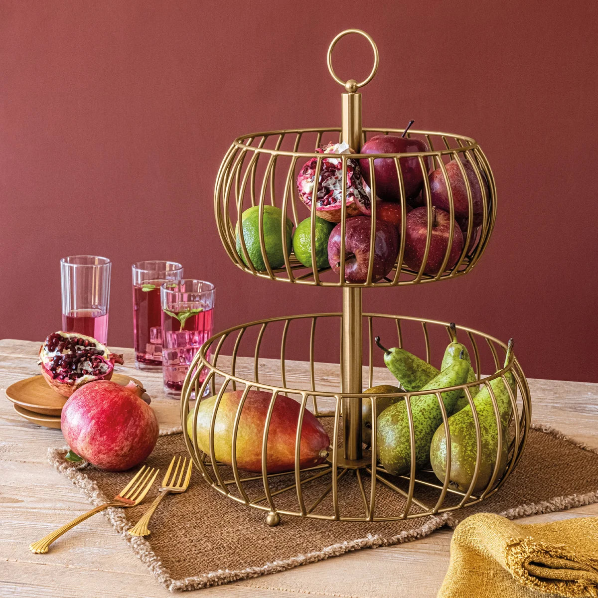 OVER & BACK - Panier à 2 Niveaux-2-tier-basket-costco-1030097-gold-doré-golden-2