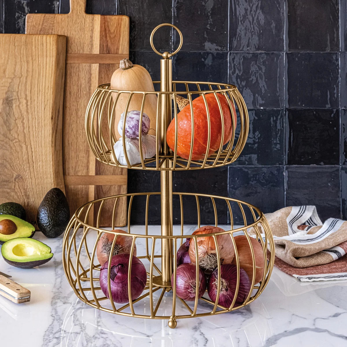 OVER & BACK - Panier à 2 Niveaux-2-tier-basket-costco-1030097-gold-doré-golden-3