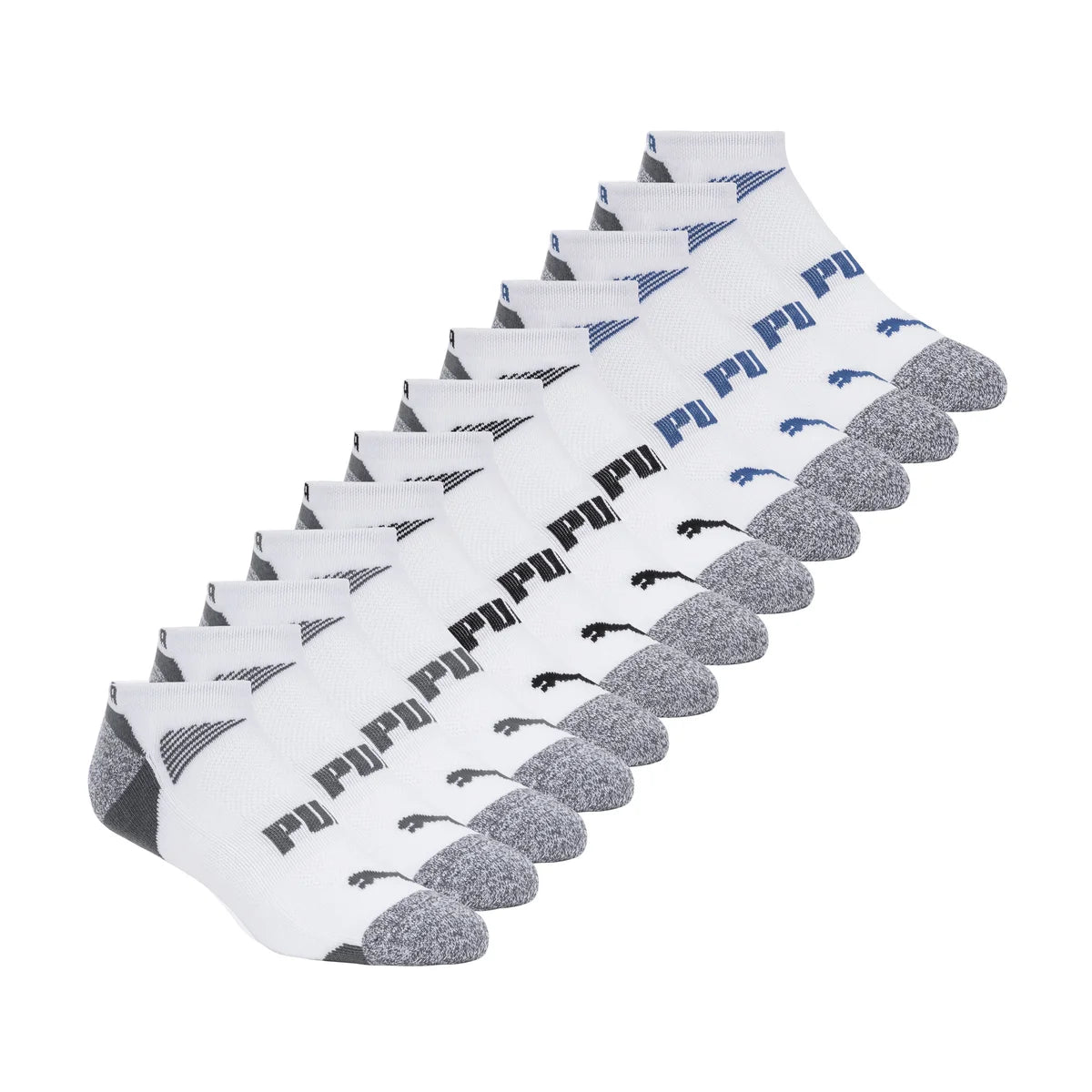PUMA - Paquet de 12 Paires de Chaussettes Courtes pour Homme-paris-socks-low-cut-pack-costco-1233473-blanc-white-gris-grey-2